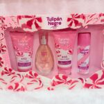 🍓🤍 Estuche Fresa & Nata – Tulipán Negro